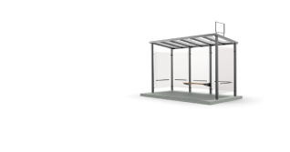 VIVA pysäkkikatos 2,7 m, penkillä, etu ja takatolpat, pinta - asennus - Lehtovuori