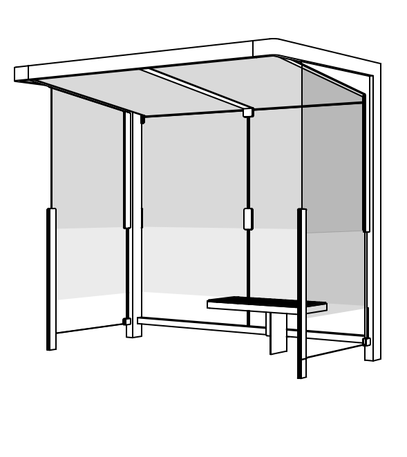 Pysäkkikatos mmcité Nubo NUB210a - SS NUB210a - SS - 202500 - ral1000 - Lehtovuori