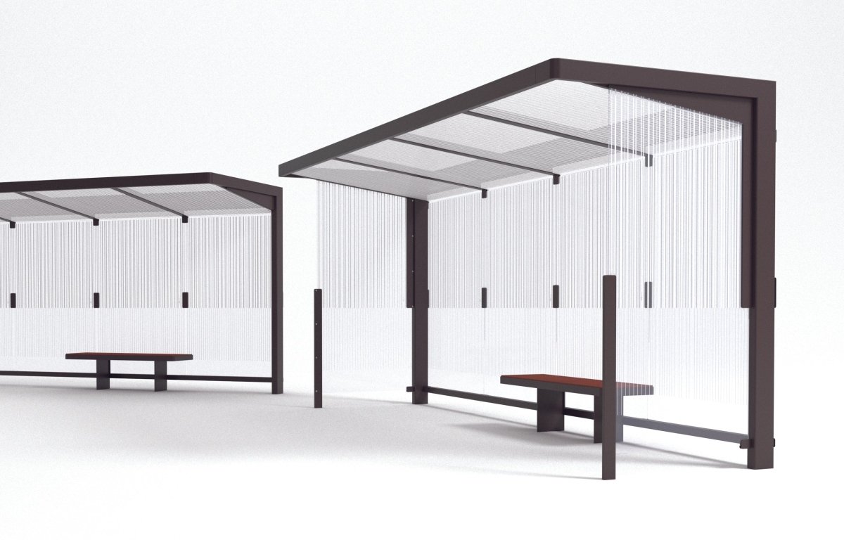 Pysäkkikatos mmcité Nubo NUB410a - SS NUB410a - SS - 202500 - ral1000 - Lehtovuori