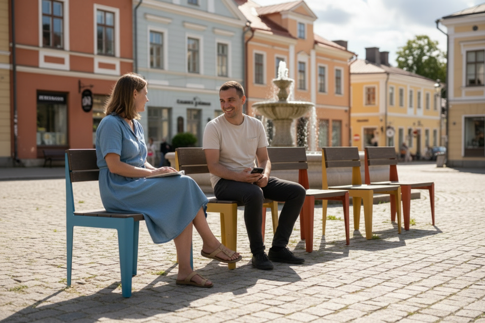 Uutuus! Combi ja Kuru tuoteperheen penkit ja pöydät saatavilla nyt myös puukomposiitilla