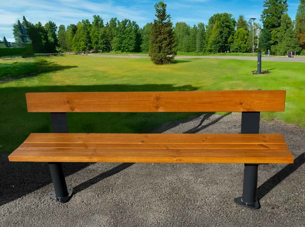 Puistonpenkki Kuusamo, selkänojalla, SPM/M, betonoitava