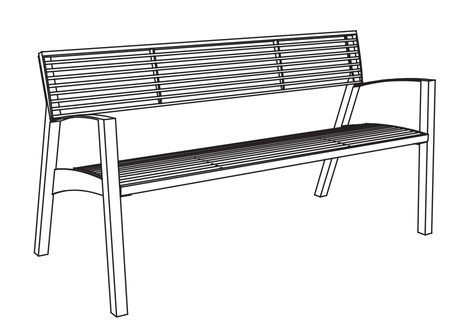 Puistonpenkki mmcité Vera LV255 LV255 - 002000 - ral1000 - Lehtovuori