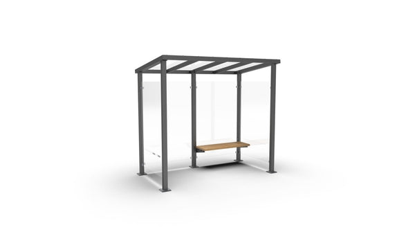 Pysäkkikatos ViVa, 2,7 m, penkillä, etu- ja takatolpat, pinta-asennus